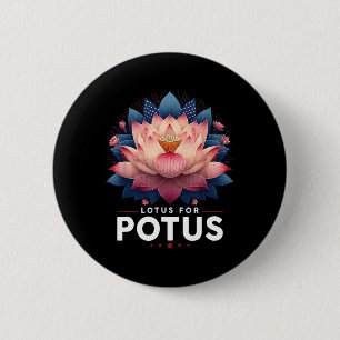 Harris 2024 Lotus For Potus Trending President  6 Cm Round Badge