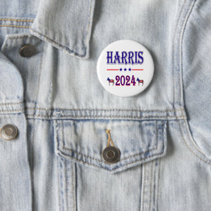 Harris 2024 Pres Democrat Donkeys USA Flag 6 Cm Round Badge