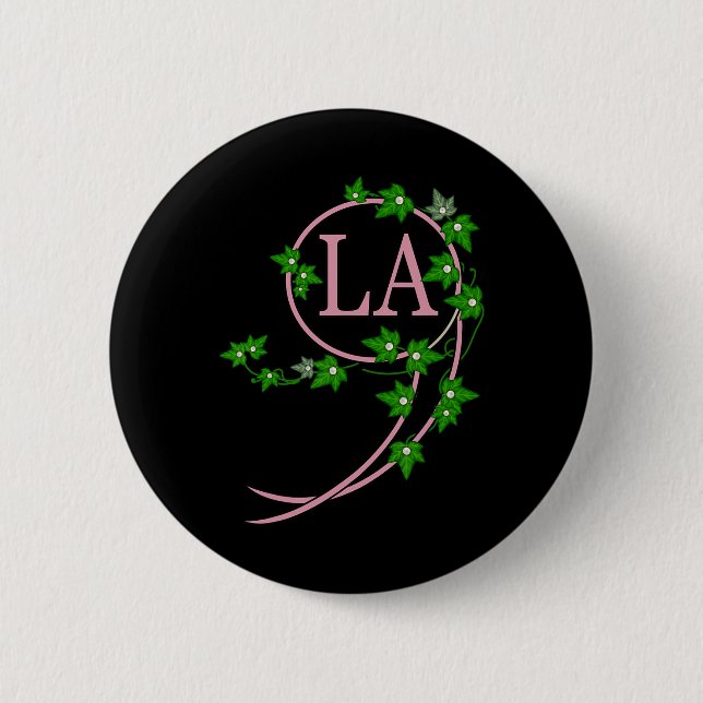 Harris 2024 President Comma La Ivy Pink And Green  6 Cm Round Badge (Front)