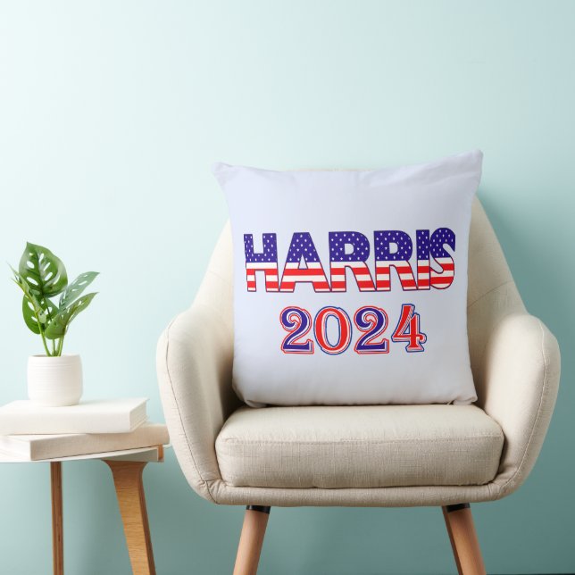Harris 2024 President Democrat USA Flag Text Cushion (Chair)