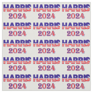 Harris 2024 President Democrat USA Flag Text Fabric