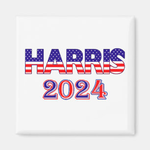 Harris 2024 President Democrat USA Flag Text Magnet