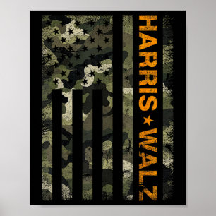 Harris 2024 President Usa Camouflage Dudes Walz Wa Poster