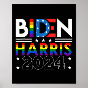 Harris 2024 Rainbow Flag Gay Pride Lgbt Democrat Poster