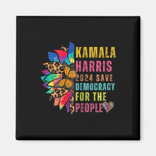 Harris 2024 Save Democracy For The People Sunflowe Magnet