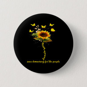 Harris 2024 Sunflower Save Democracy For The Peopl 6 Cm Round Badge