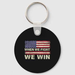 Harris 2024 When We Fight We Win Dnc America Flag  Key Ring