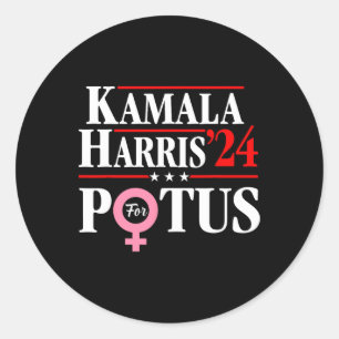Harris 24 For President 2024 Kamala For Women Girl Classic Round Sticker