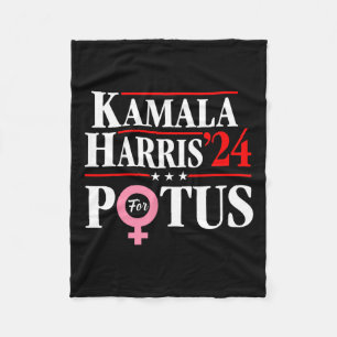 Harris 24 For President 2024 Kamala For Women Girl Fleece Blanket