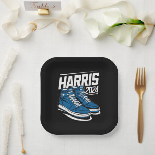 Harris 24 Vote President Kamala Election Sneakers Paper Plate