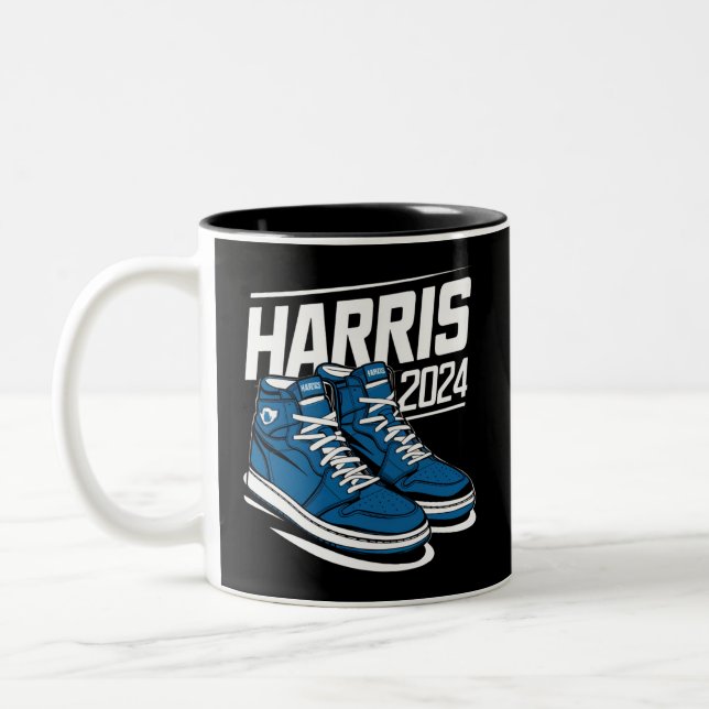 Harris 24 Vote President Kamala Election Sneakers Two-Tone Coffee Mug (Left)