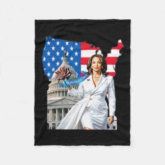 Harris 47 Th President Usa America 2024 Election  Fleece Blanket