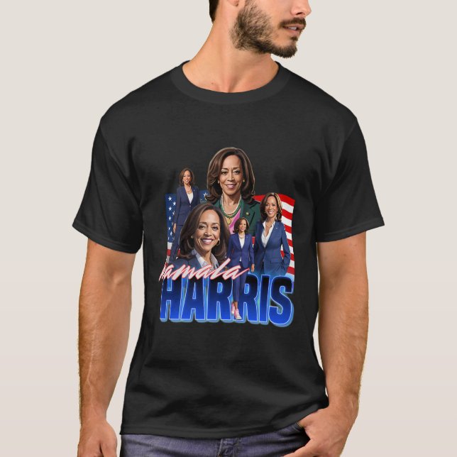 Harris American Flag Bootleg  T-Shirt (Front)