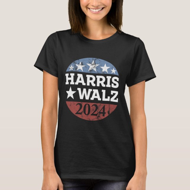 Harris &amp; Tim Walz For President 2024 Campaign  T-Shirt (Front)