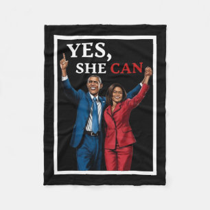 Harris And Barack Obama Forward 2024 Election  Fleece Blanket