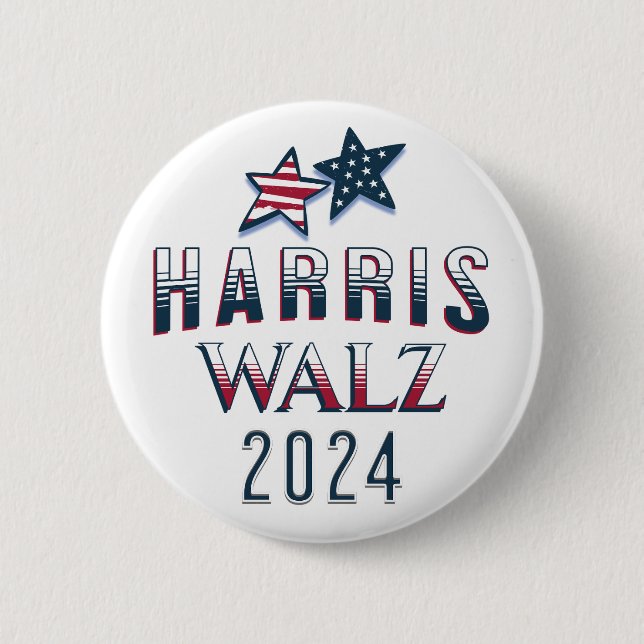 Harris and Walz 2024 6 Cm Round Badge (Front)