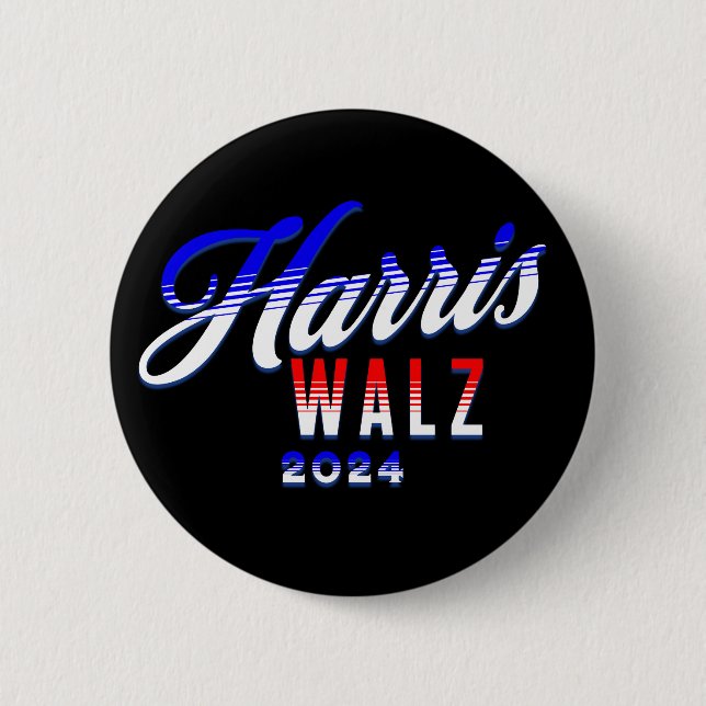 Harris and Walz Democrat POTUS 2024   6 Cm Round Badge (Front)