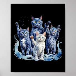 Harris Blue Cats Wave - Funny For Cat Owners 1 Poster