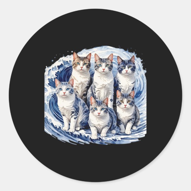 Harris Blue Cats Wave - Funny For Cat Owners  Classic Round Sticker (Front)