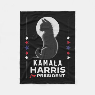 Harris Cat Ladies Vote Positive Funny 2024  Fleece Blanket