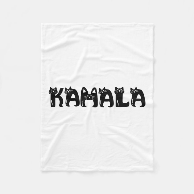 Harris Cat Lettering Positive Funny 2024 Election  Fleece Blanket (Front)