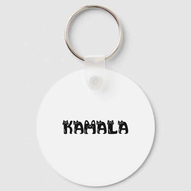 Harris Cat Lettering Positive Funny 2024 Election  Key Ring (Front)