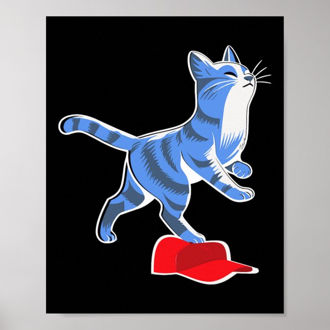 Harris Cat Stepping On Mega Hat Vp President  Poster (Front)