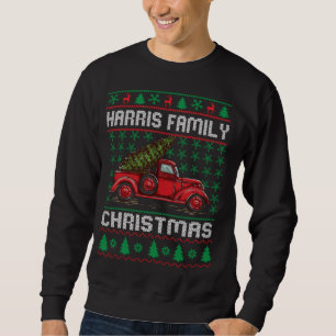 Harris Family Ugly Christmas Sweater Red Truck Fun