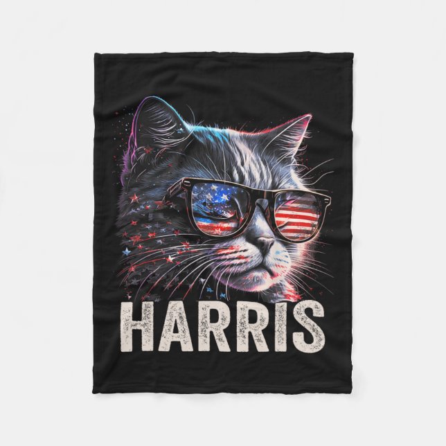 Harris For President 2024 Kamala Walz 2024 Preside Fleece Blanket (Front)