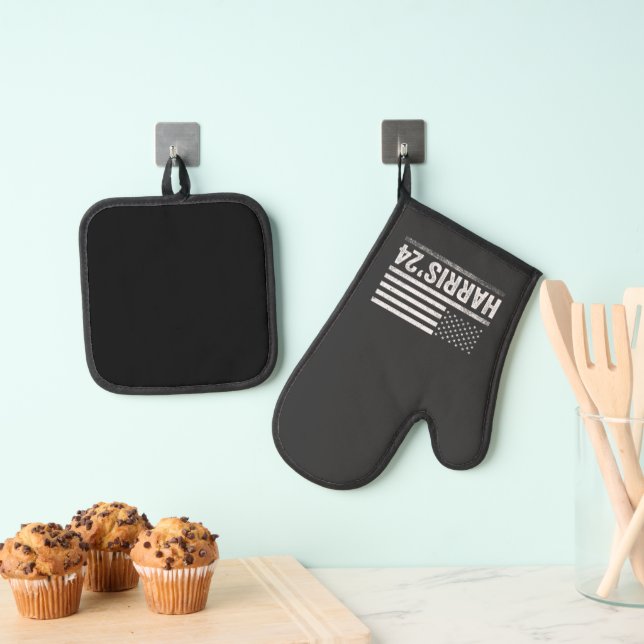 Harris For President Democrat Election American  Oven Mitt & Pot Holder Set (Insitu(Hanging))
