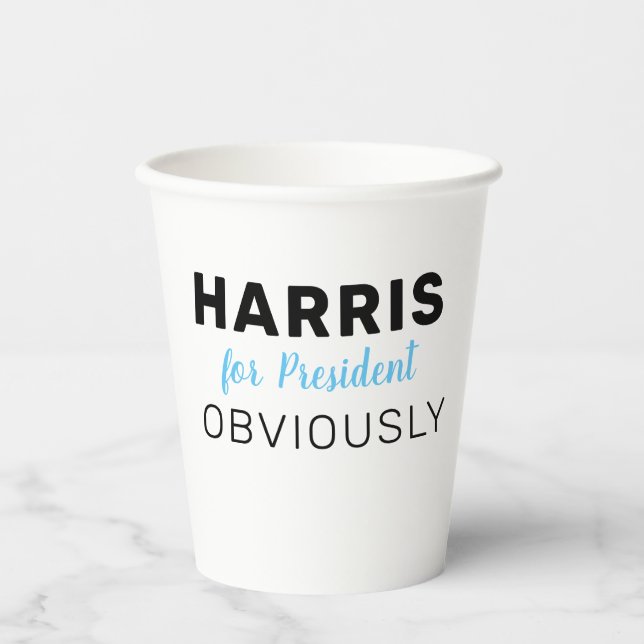 Harris For President Obviously 2024 Paper Cups (Front)
