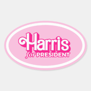 Harris for President Pink Style Oval Sticker