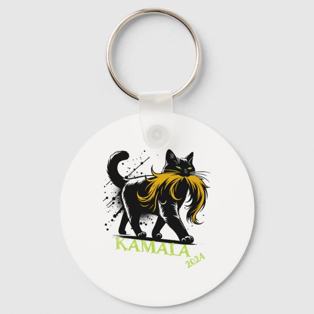 Harris Funny Retro Childless Cat Lady President 20 Key Ring (Front)