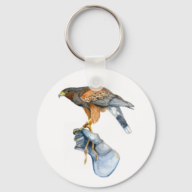 Harris Hawk 5.7 cm Basic Button Key Ring (Front)