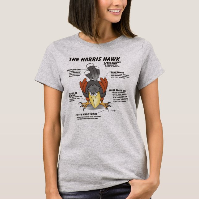 Harris Hawk Cartoon T-Shirt (Front)