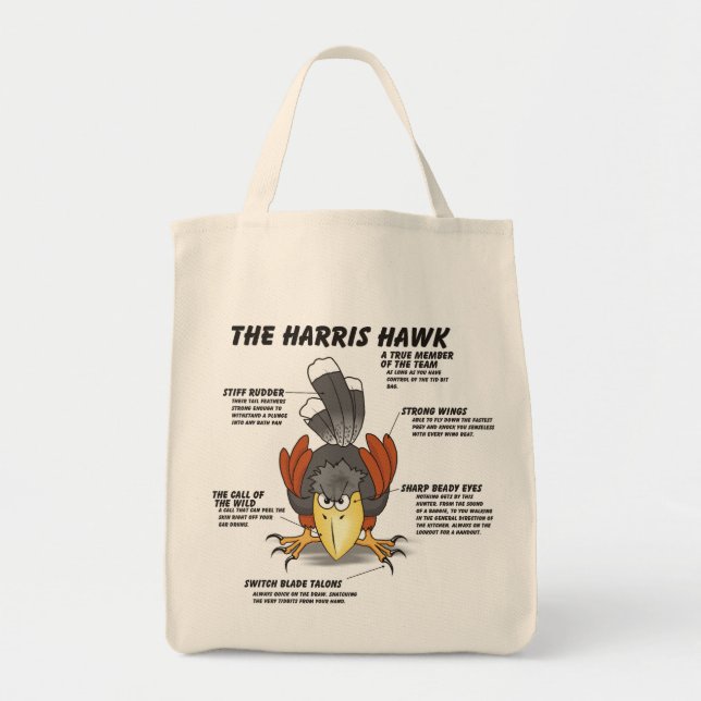 Harris Hawk Cartoon Tote Bag (Front)