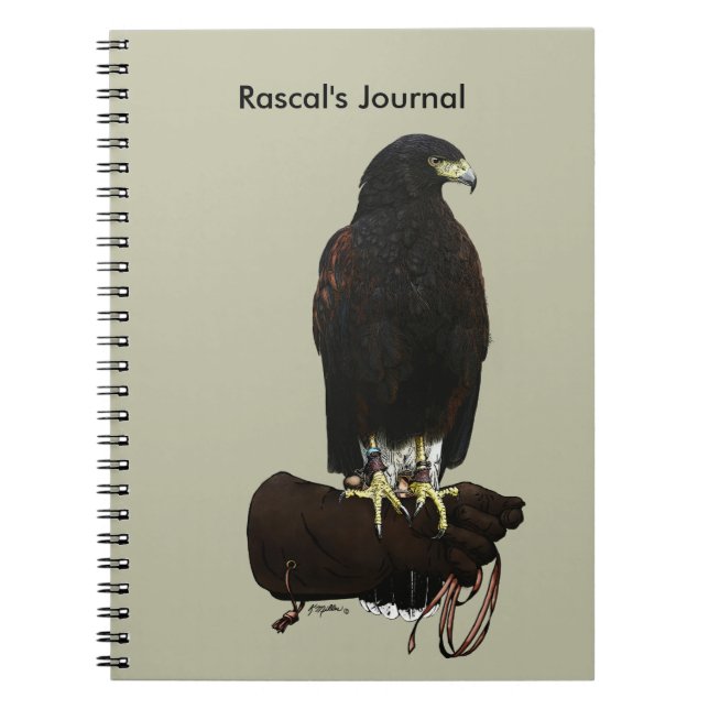 Harris Hawk on Glove Spiral Notebook (Front)