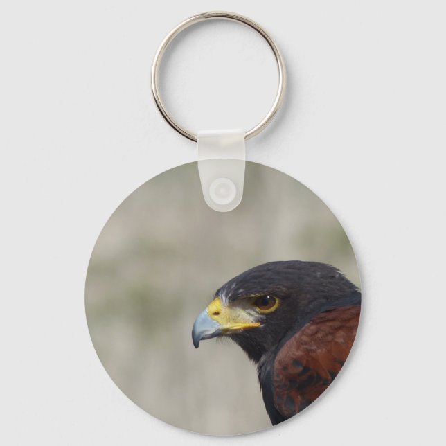 Harris Hawk Portrait Key Ring (Front)