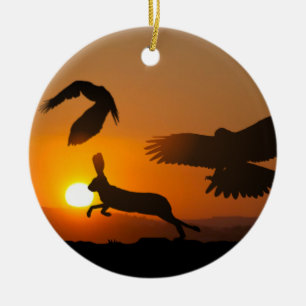 Harris Hawks Hunting Ornament