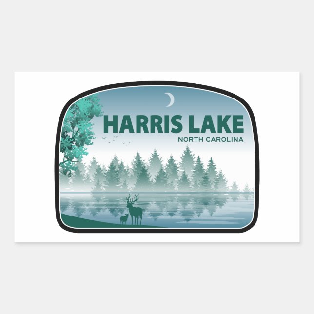 Harris Lake North Carolina Deer Rectangular Sticker (Front)