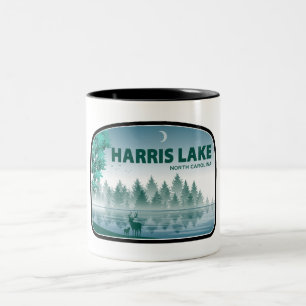 Harris Lake North Carolina Deer Two-Tone Coffee Mug