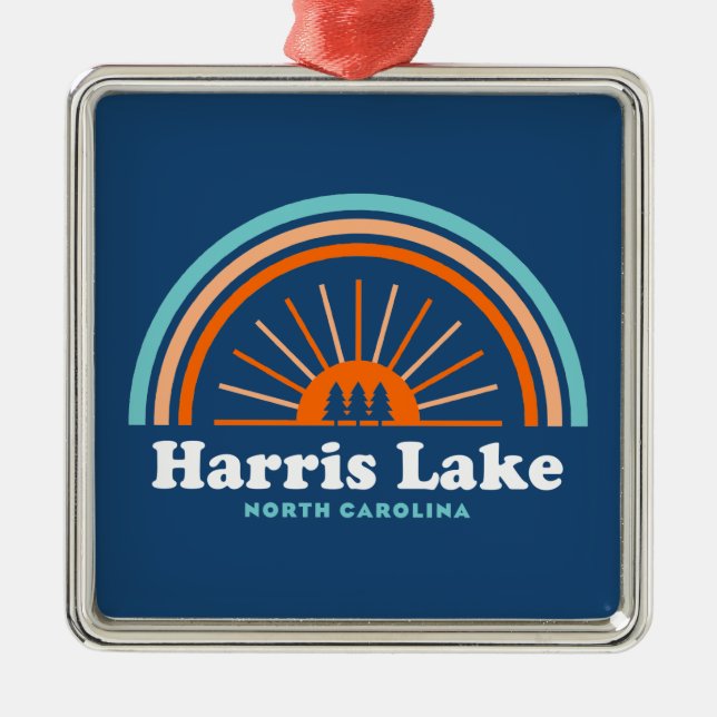 Harris Lake North Carolina Rainbow Metal Tree Decoration (Front)