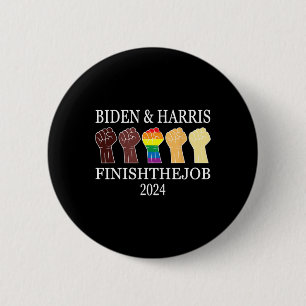 Harris Let's Finish The Job 2024 President Us Flag 6 Cm Round Badge