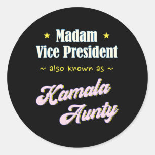 Harris Madam Vice President Aunty Classic Round Sticker