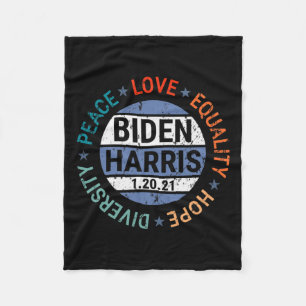 Harris Peace Love Equality Hope Diversity January Fleece Blanket
