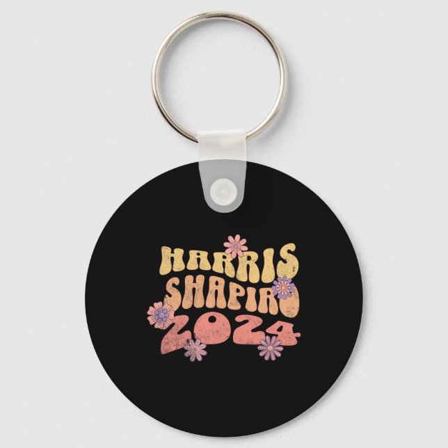Harris-shapiro Floral 2024 Wavy  Key Ring (Front)