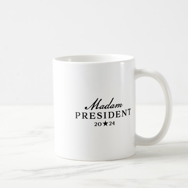 Harris Simple Script Feminine Madam President 2024 Coffee Mug (Right)