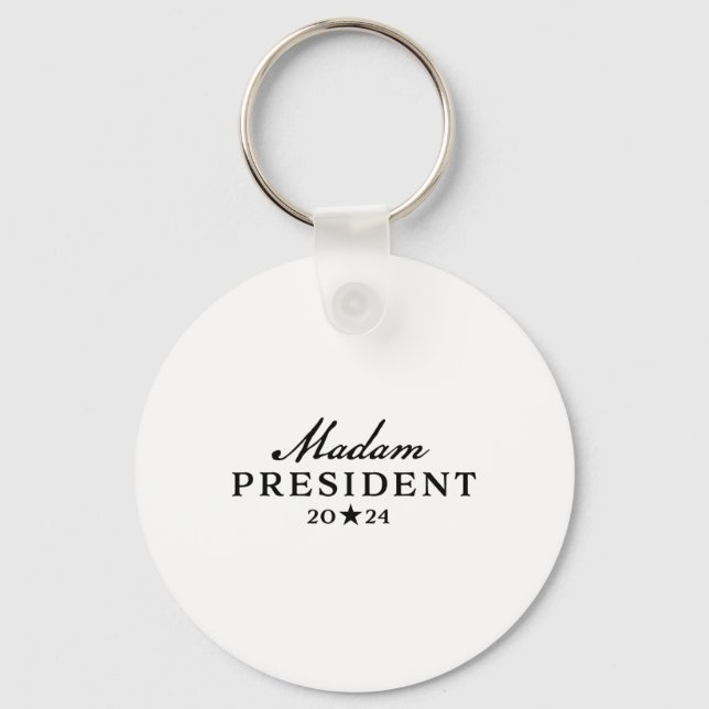 Harris Simple Script Feminine Madam President 2024 Key Ring (Front)
