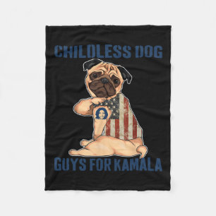 Harris Tattoo Childless Dog Ladies Guys Vote For K Fleece Blanket