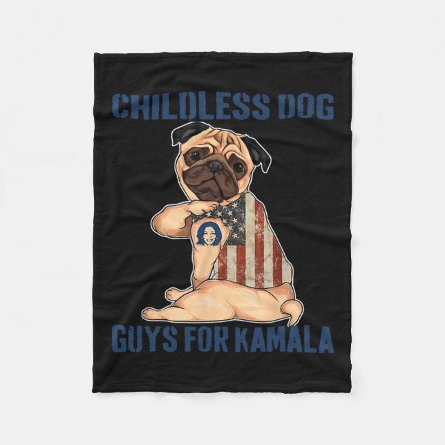 Harris Tattoo Childless Dog Ladies Guys Vote For K Fleece Blanket (Front)
